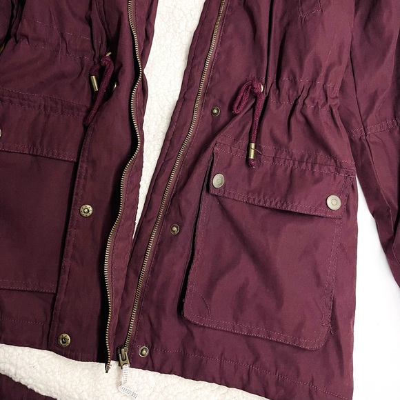 AEROPOSTALE — PRINCE & FOX, SMALL BURGUNDY FUR-LINED WINTER COAT, UTILITY JACKET - Picture 6 of 14